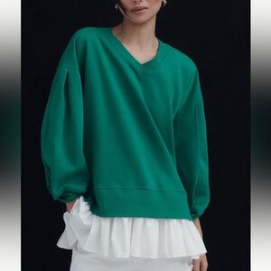 *Anthropologie Maeve Long Sleeve V-Neck Twofer Knit Pullovee